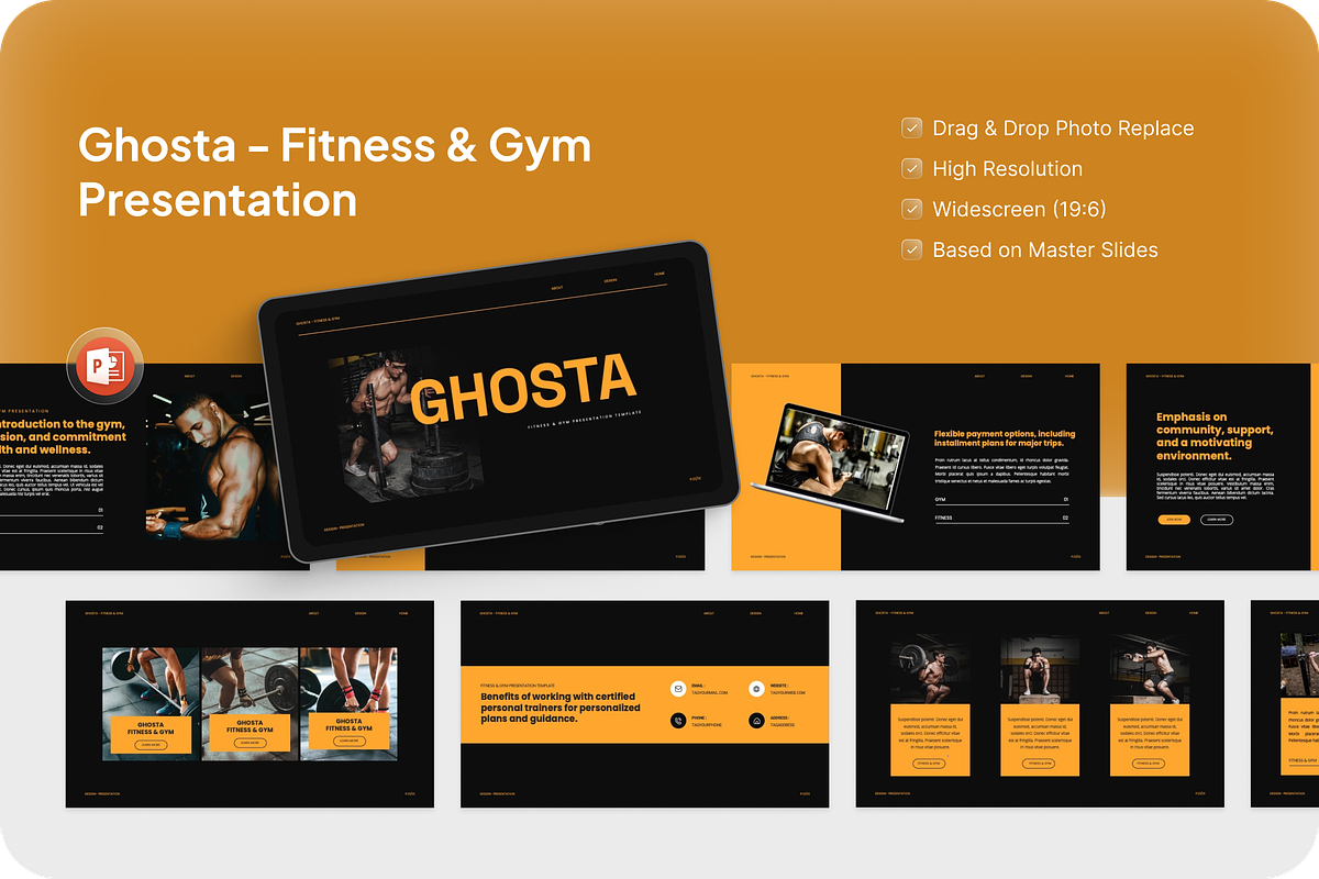 Ghosta - Fitness & Gym PowerPoint, a Presentation Template by Annora Studio (Photo 1 of 5)