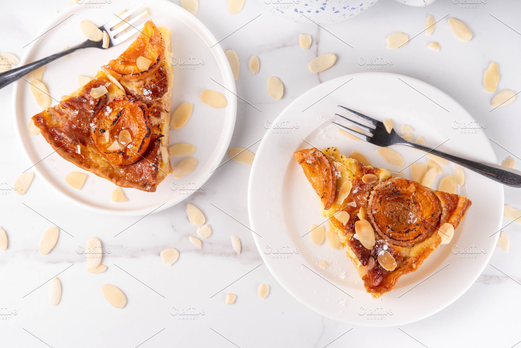 Traditional French almond cake with frangipane and apricots, a Food & Drink Photo by Rimma