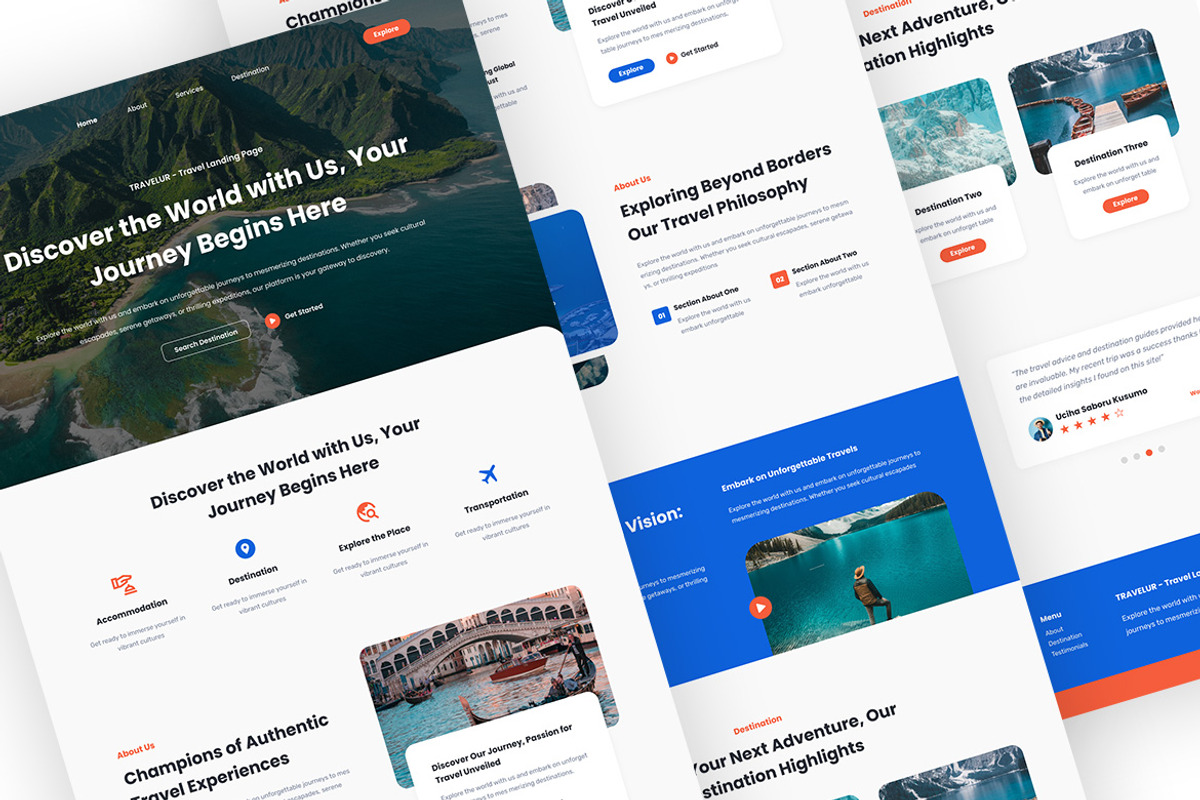 TRAVELUR - Travel Landing Page, an UI Kit Template by ENATIVE (Photo 3 of 4)