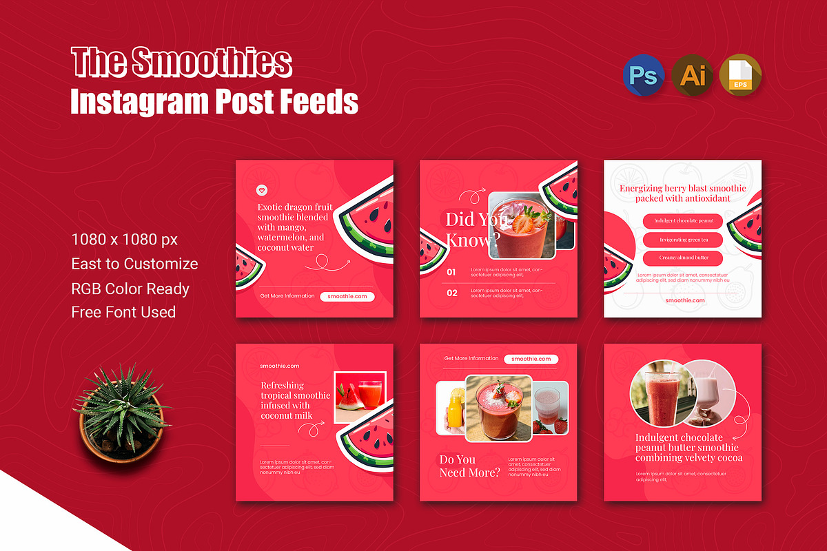 The Smoothies Instagram Post, a Social Media Template by Esensifiksi.studio