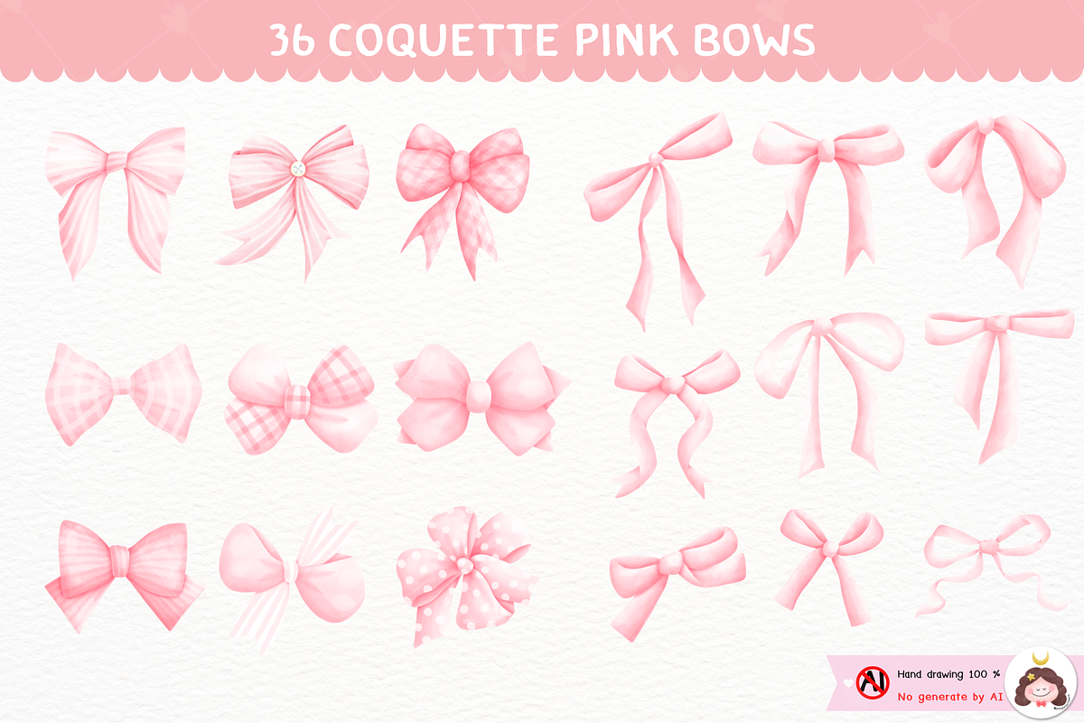 Pink Coquette Ribbon Clipart, an Object Illustration by ponponartwork (Photo 3 of 6)