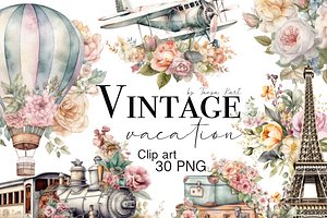 30 Vintage Vacation Png Clipart