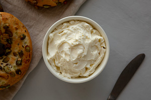 Organic Creamy Cream Cheese Spread Perfect for Bagels, a Food & Drink Photo by LiudmylaChuhunova