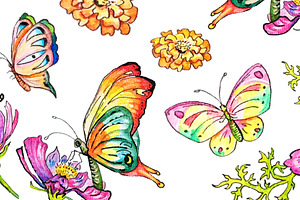 Hand Painted Watercolor Butterflies