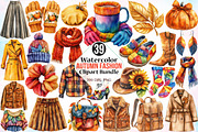 Watercolor Autumn Fashion Clipart, a Seasonal Illustration by Canvas Craft (Thumbnail 1 of 3)