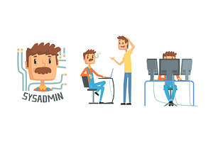 Network Engineer Working in Data, a Technology Illustration by TopVectors