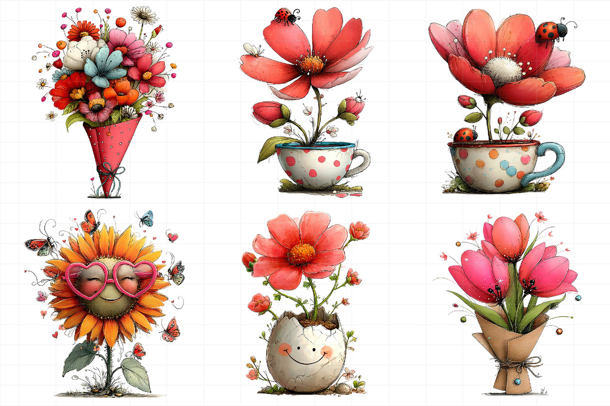 Whimsical Flowers Spring Clipart, an Illustration by Daily.Designs (Photo 5 of 8)