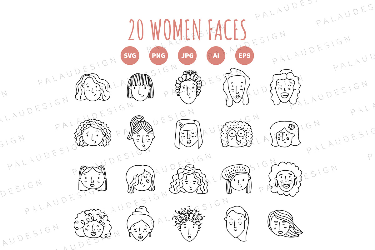 Hand Drawn Women Faces, a Person Illustration by Palau (Photo 8 of 8)