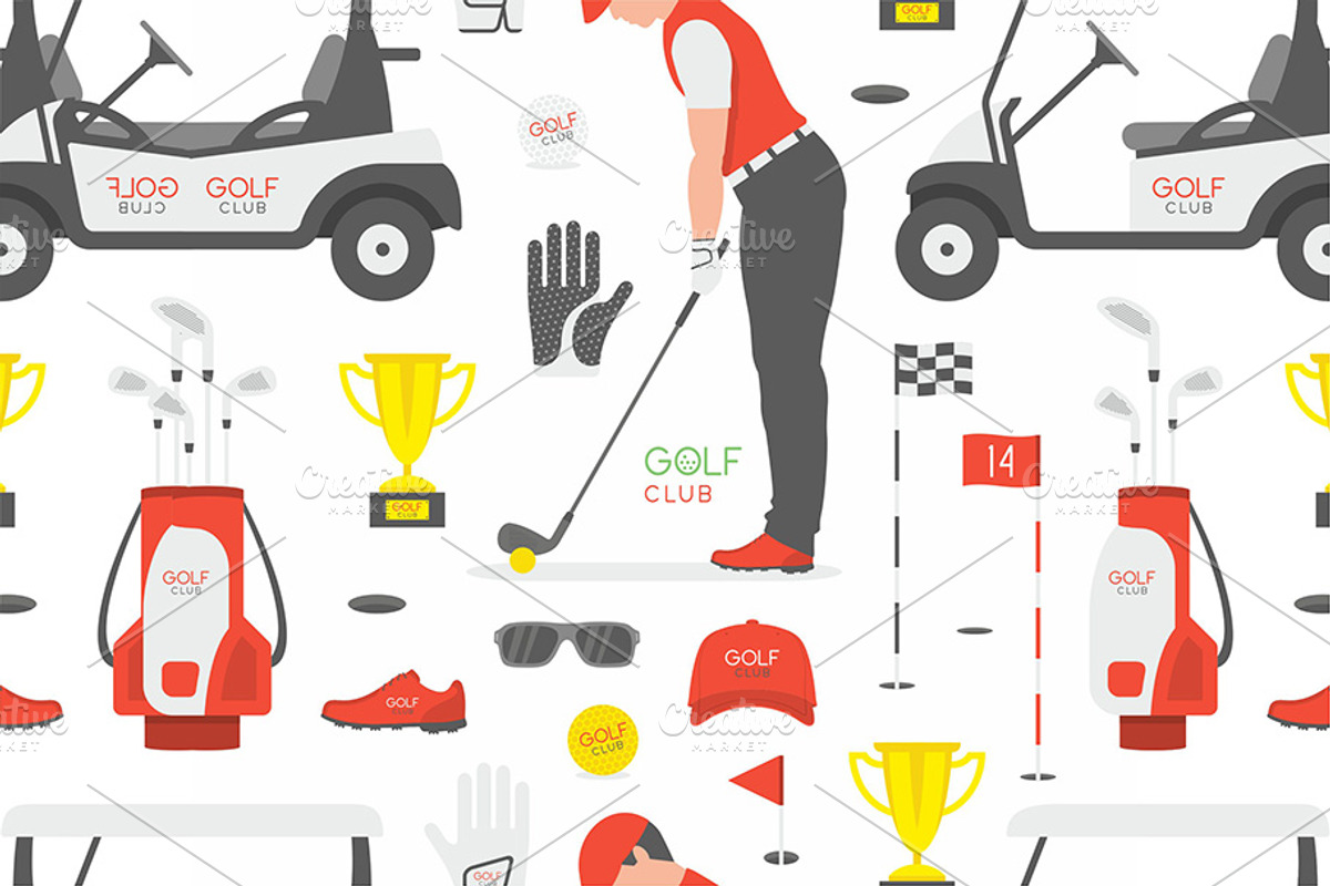 Seamless pattern with Golf game, a Pattern Graphic by Volyk (Photo 3 of 3)
