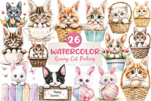 Easter Bunny Cat Peeking Sublimation, an Illustration by CreationArt