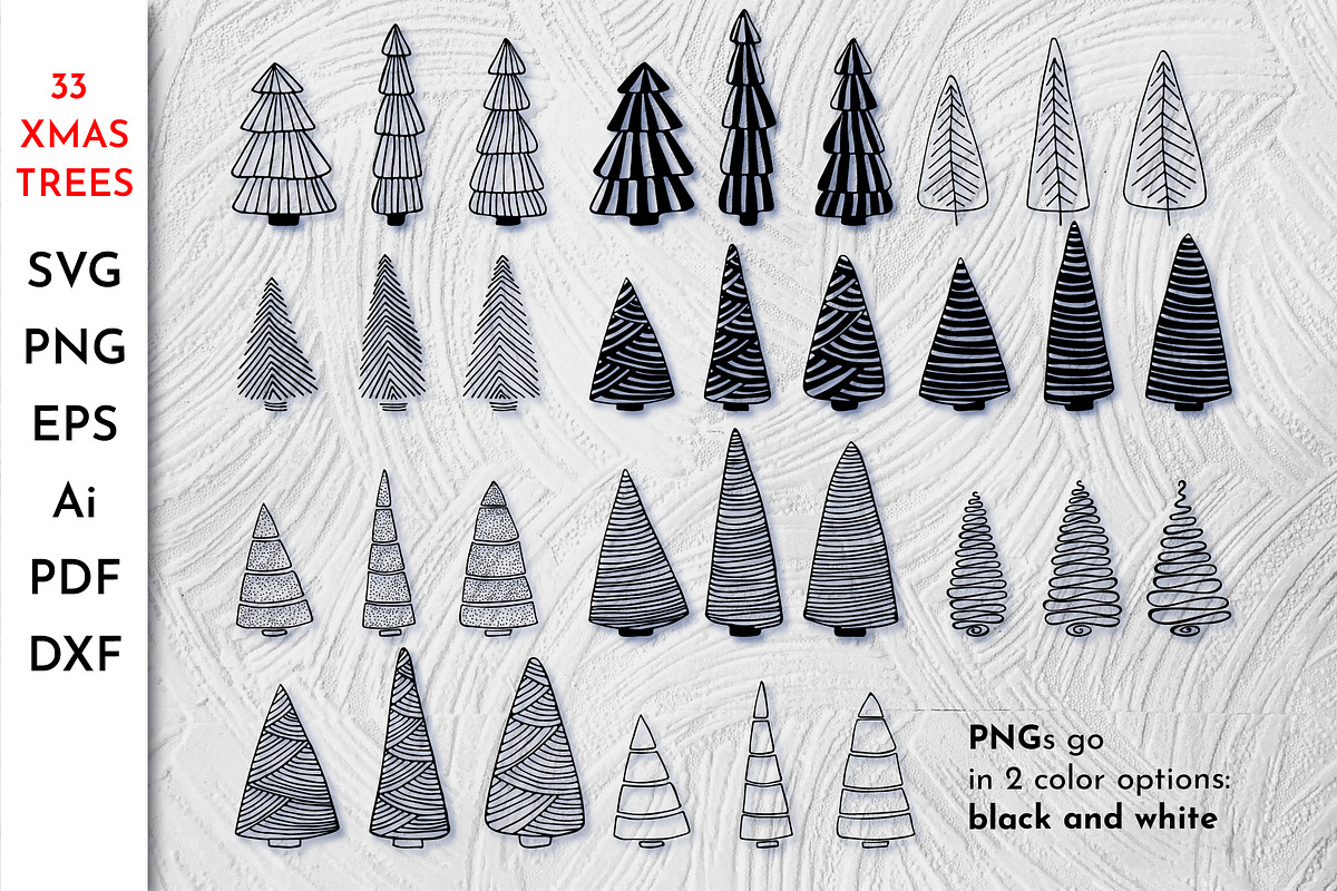 Rustic Christmas tree vector set, an Object Graphic by AvaAva (Photo 1 of 6)