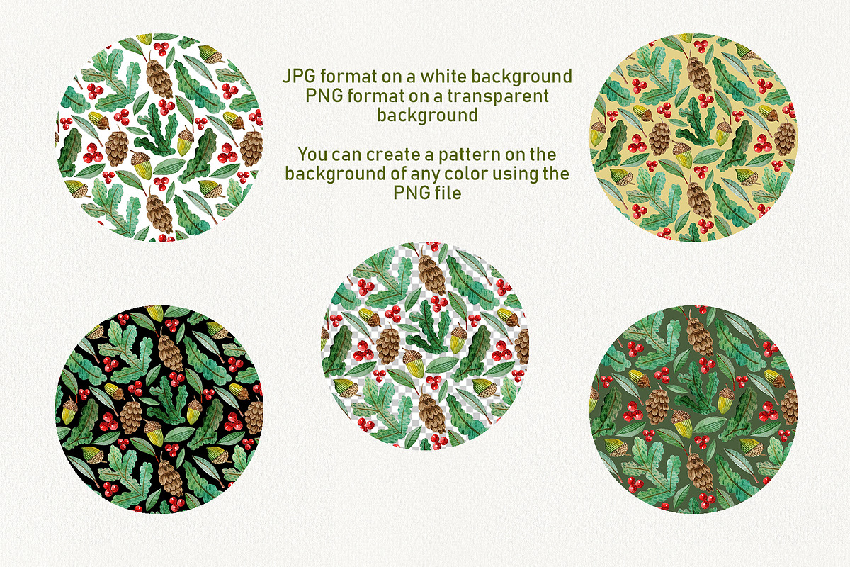 Watercolor Christmas pattern set, a Pattern Graphic by Dina Guiter (Photo 3 of 7)