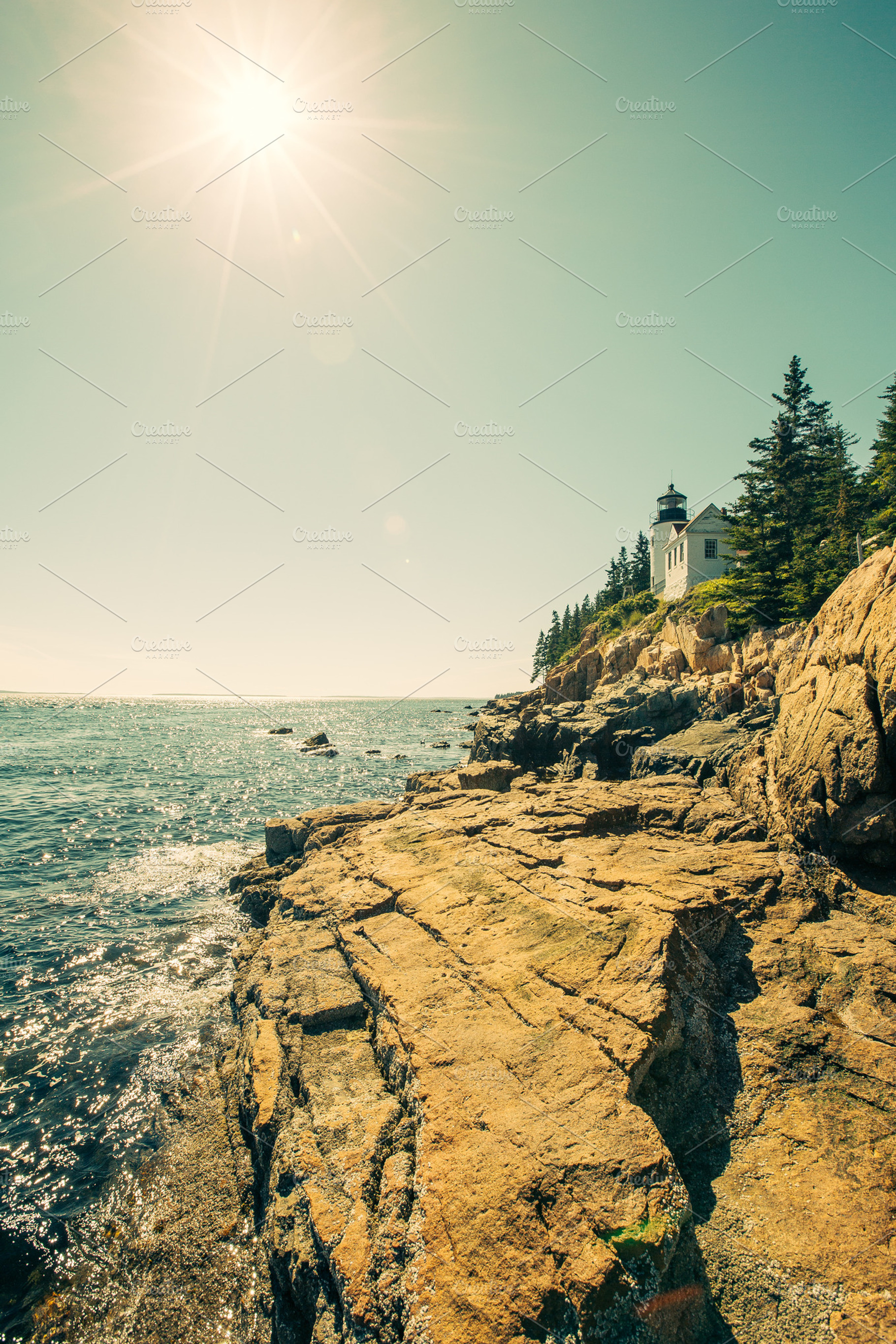 Maine lighthouse stock photo containing acadia and national park, a Nature Photo by Moth Owl Photography