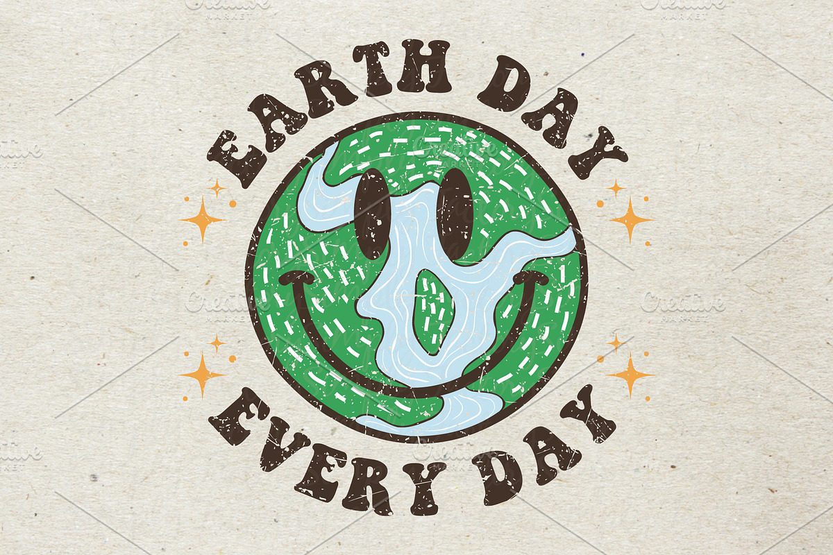 Retro Earth Day Every Day, a Decorative Illustration by Simply Factory (Photo 1 of 3)