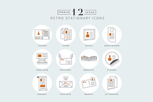 Retro Stationary Vector Icons