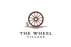 Vintage Old Wooden Cart Wheel Logo