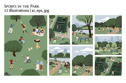 People playing sport posters set, a Sport Illustration by LyubovZaytseva