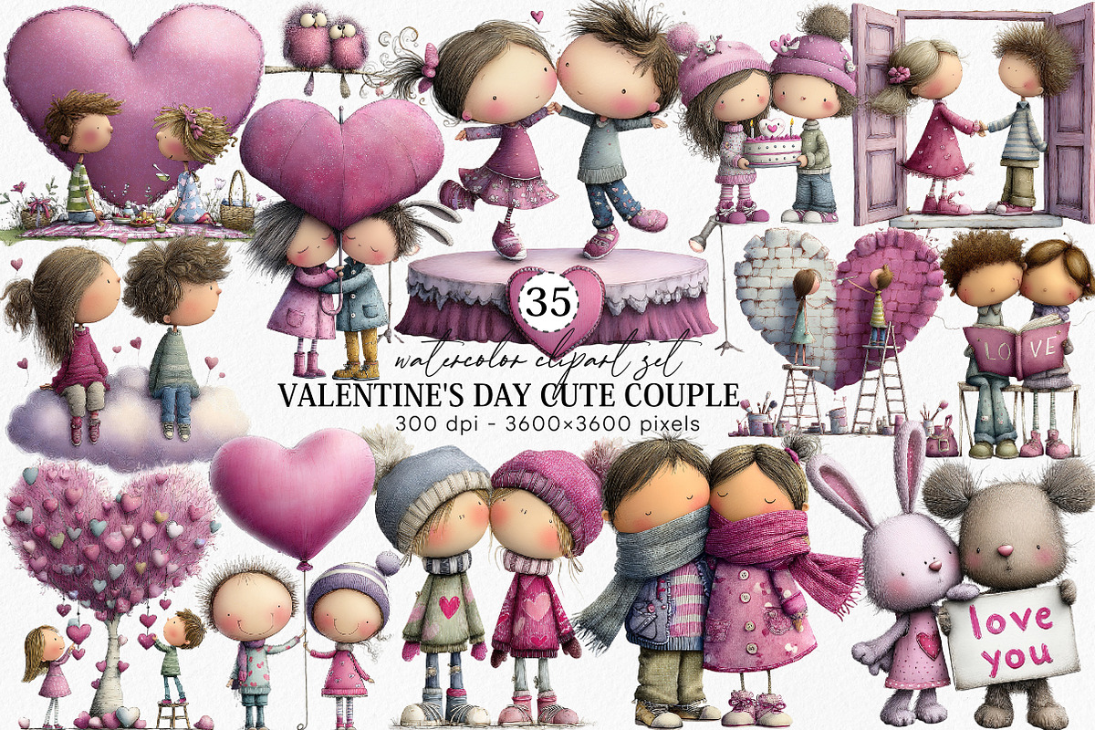 Whimsical Valentine's Day Couple, an Illustration by Canvas Craft (Photo 1 of 6)