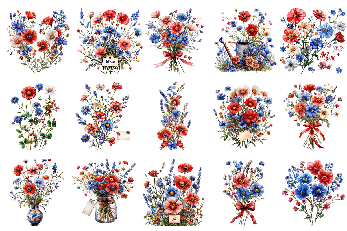 Mother’s Day Wildflower Clipart, an Illustration by OK Design (Photo 3 of 6)