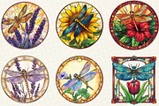 Dragonfly Stained Glass Clipart, an Illustration by OK Design (Thumbnail 2 of 5)