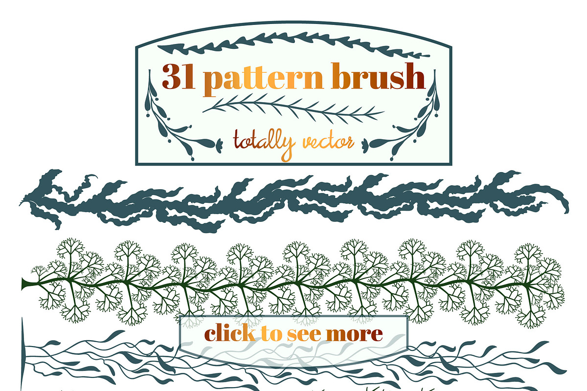 Seaweed pattern brushes for AI, a Brush Add-On by SHMEL_Studio (Photo 3 of 6)