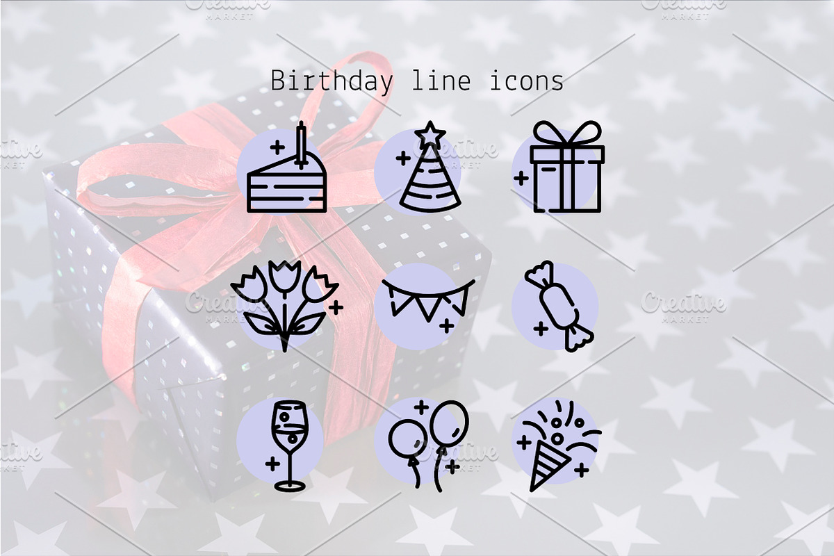 Birthday line icons, an Outline Icon by Lyolya Profitrolya (Photo 1 of 2)
