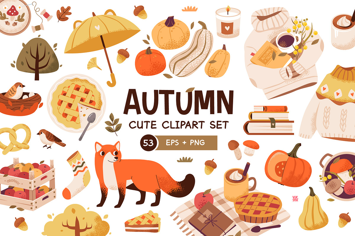 Autumn Clipart Set, a Seasonal Illustration by vik.stock (Photo 1 of 8)