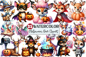 Cute Halloween Deer Clipart, an Illustration by Rose Art