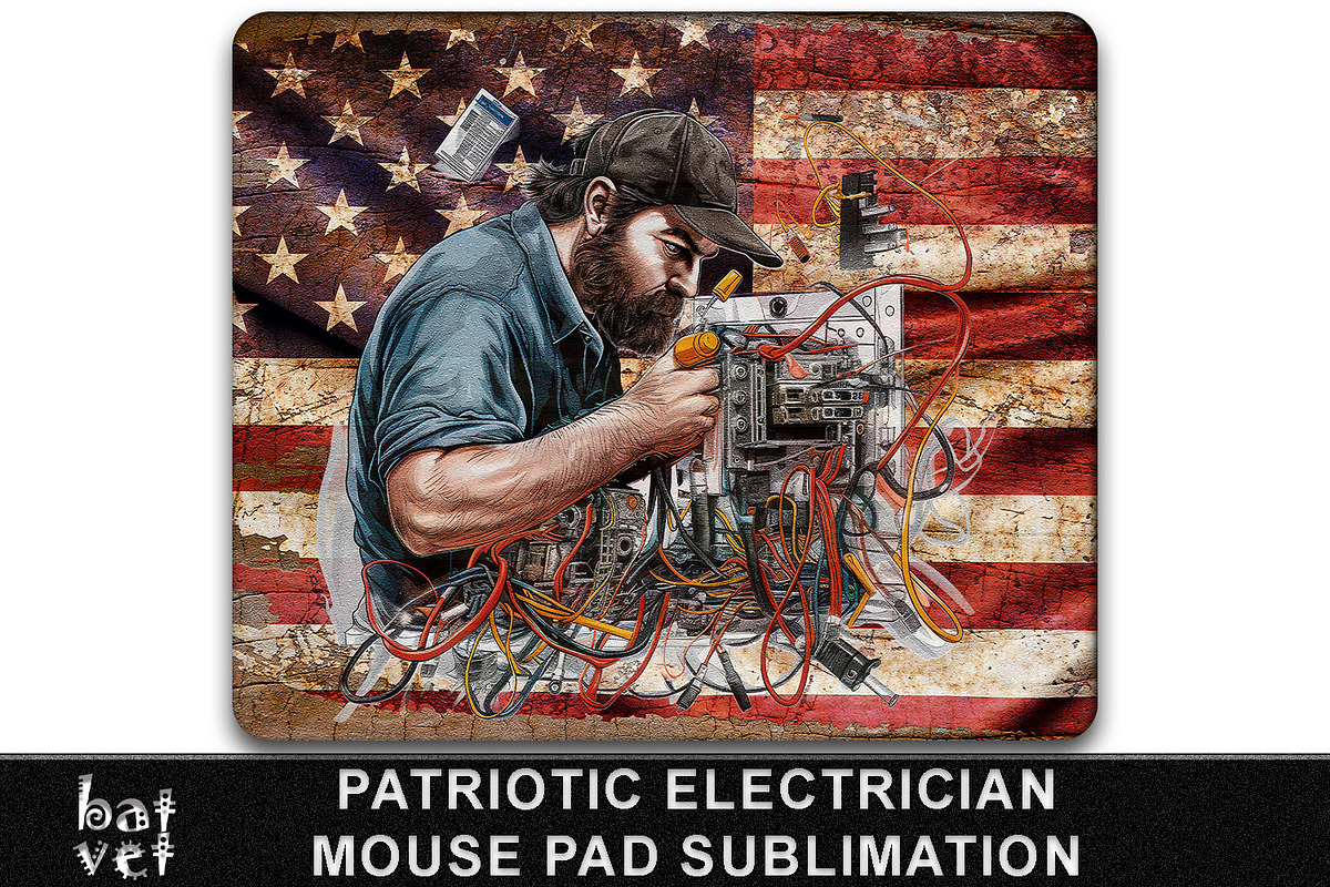 Patriotic Electrician Mouse Pad PNG, an Object Graphic by BatVetDesigns (Photo 1 of 3)