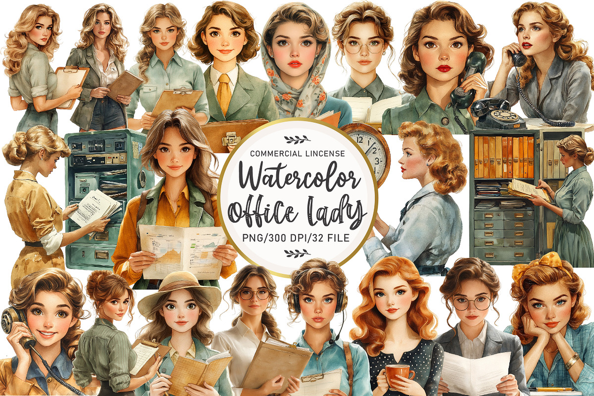 Office Lady Sublimation Clipart, an Illustration by OK Design (Photo 1 of 5)