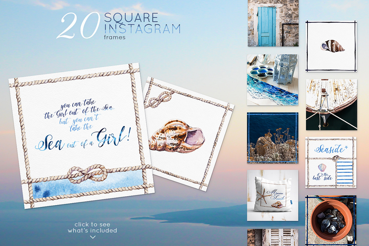 Marine Seaside Nautical set, an Object Graphic by Aquarellina (Photo 4 of 12)