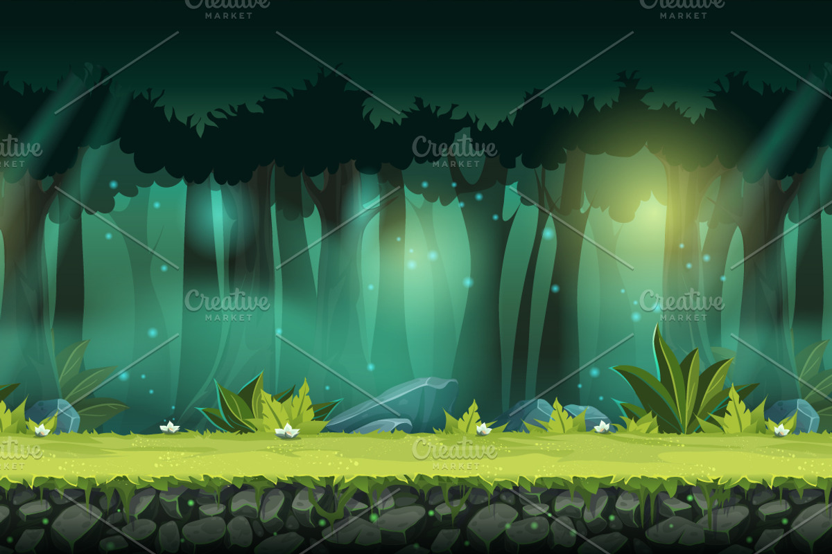 Seamless forest with mystical flower, an Illustration by Nearbirds (Photo 2 of 3)