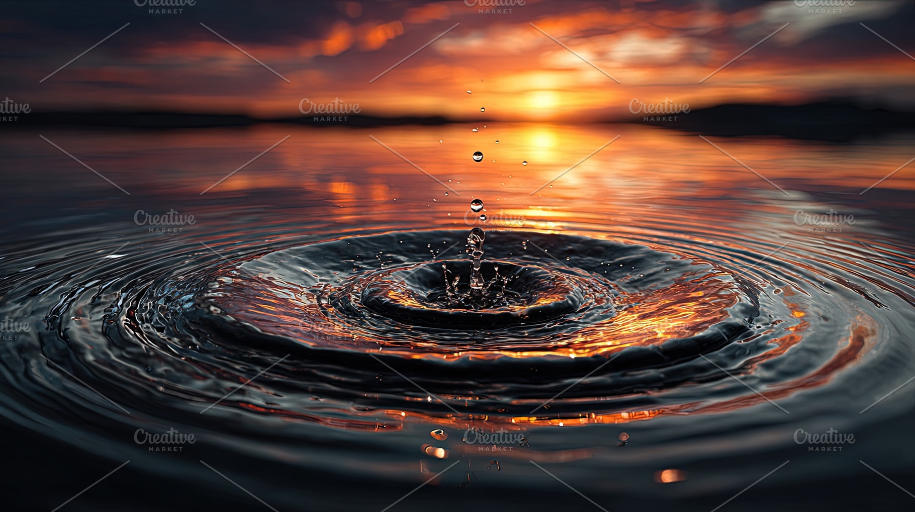 Water Drop Ripple at Sunset, a Nature Photo by Ales Munt