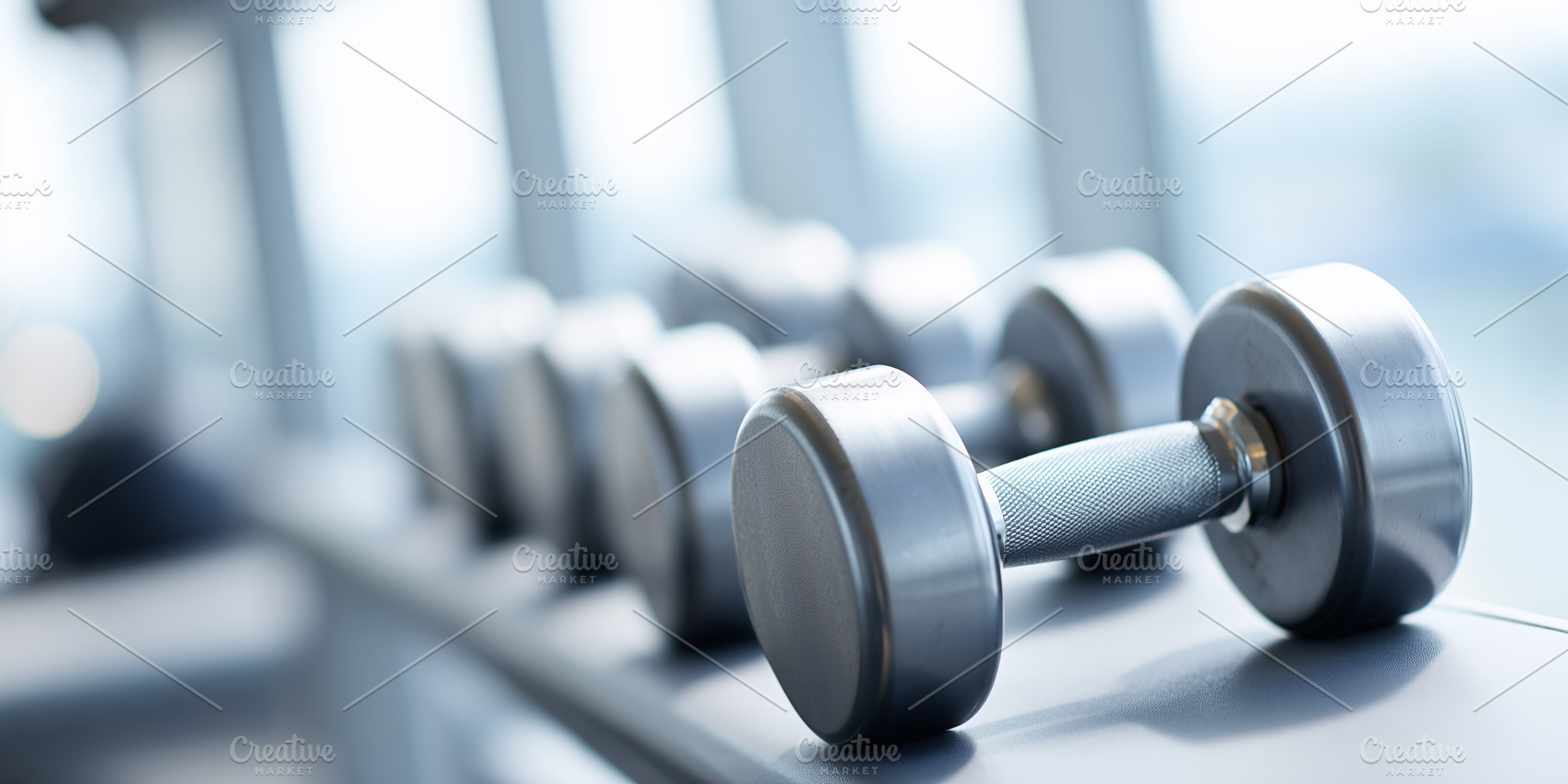 Close up on metal dumbbell in a gym, a Sports & Recreation Photo by MistyDay