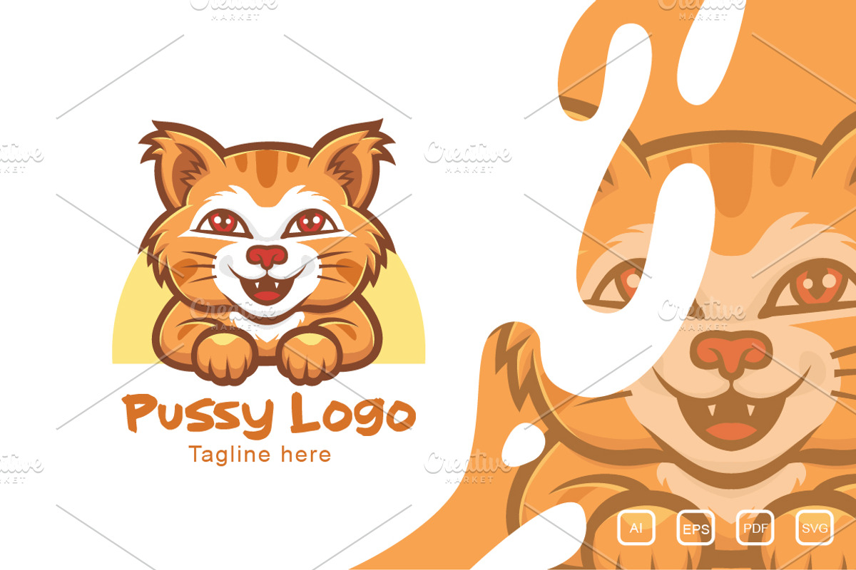 Pussy Cat Logo Vector, a Branding & Logo Template by Olexstudio