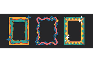 Groovy colorful borders with wavy, an Illustration by art PVP - market