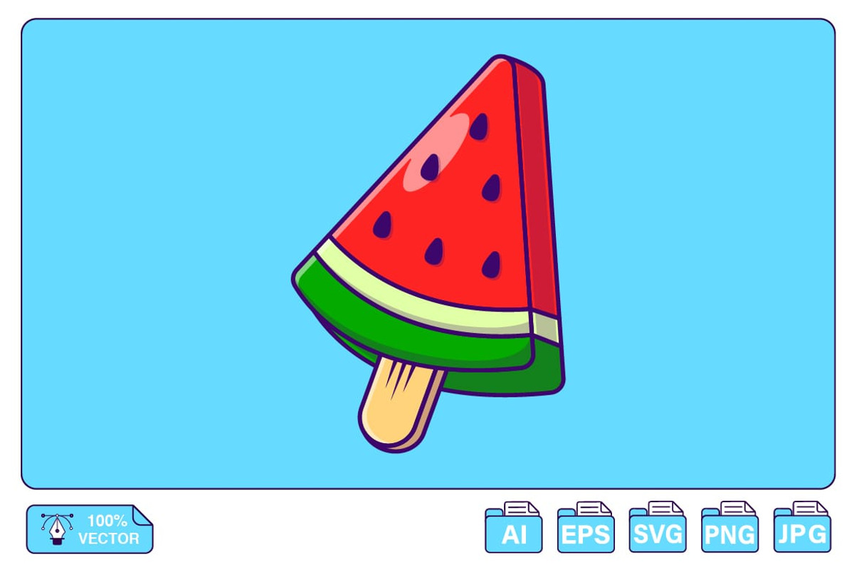 Watermelon Fruit Popsicle Cartoon, a Food Illustration by Artstorystudio (Photo 1 of 3)