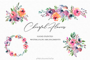 Cheerful Flowers-Watercolor Clipart, a Decorative Illustration by MariaScaroniAtelier (Thumbnail 3 of 7)