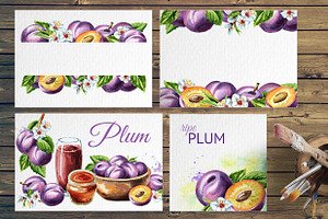 Plum. Watercolor Collection