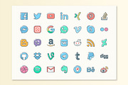 Social media icons, an Outline Icon by Kalash (Thumbnail 3 of 4)