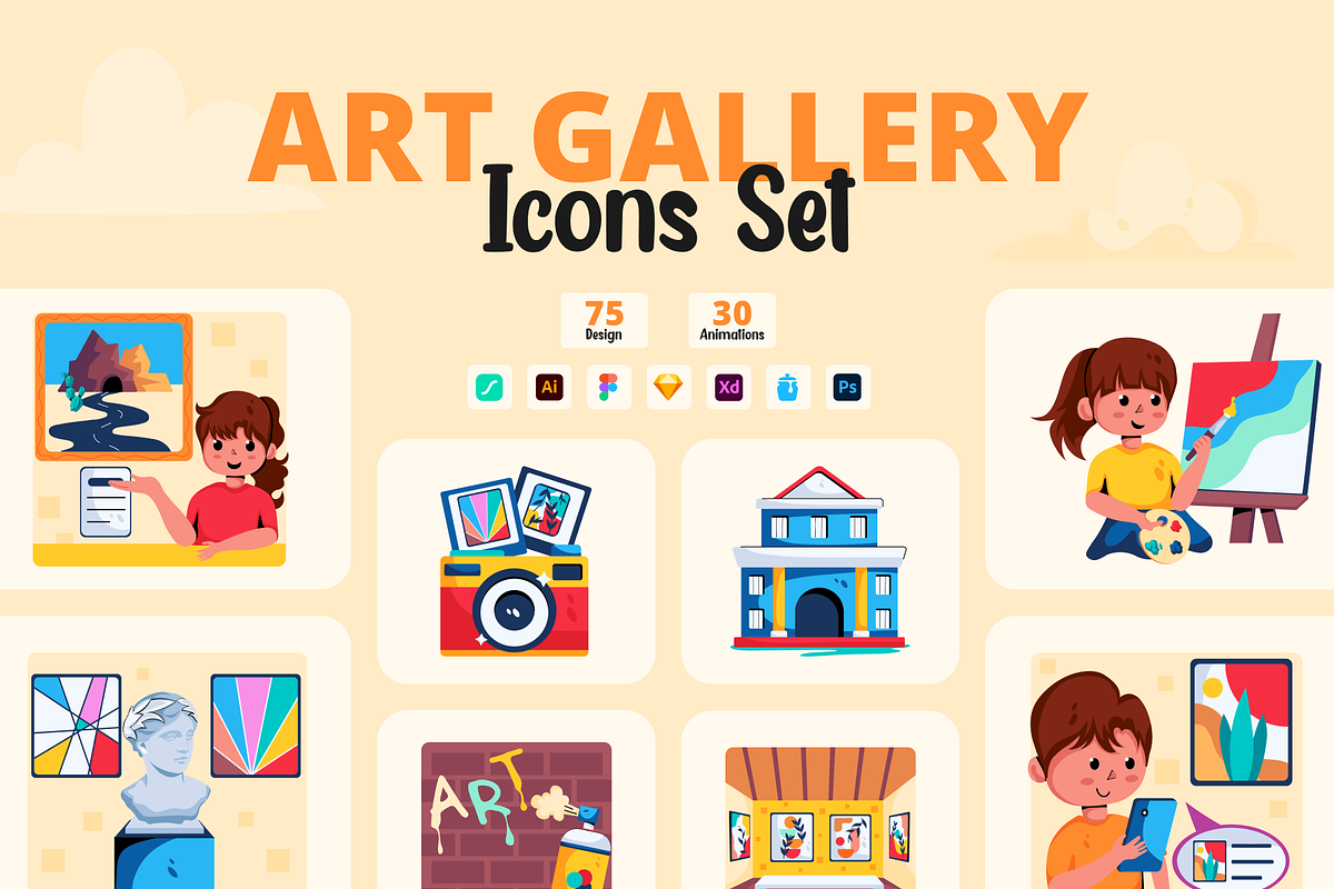 Animated Art Gallery Icons, a Duotone Icon by Prosymbols (Photo 1 of 9)