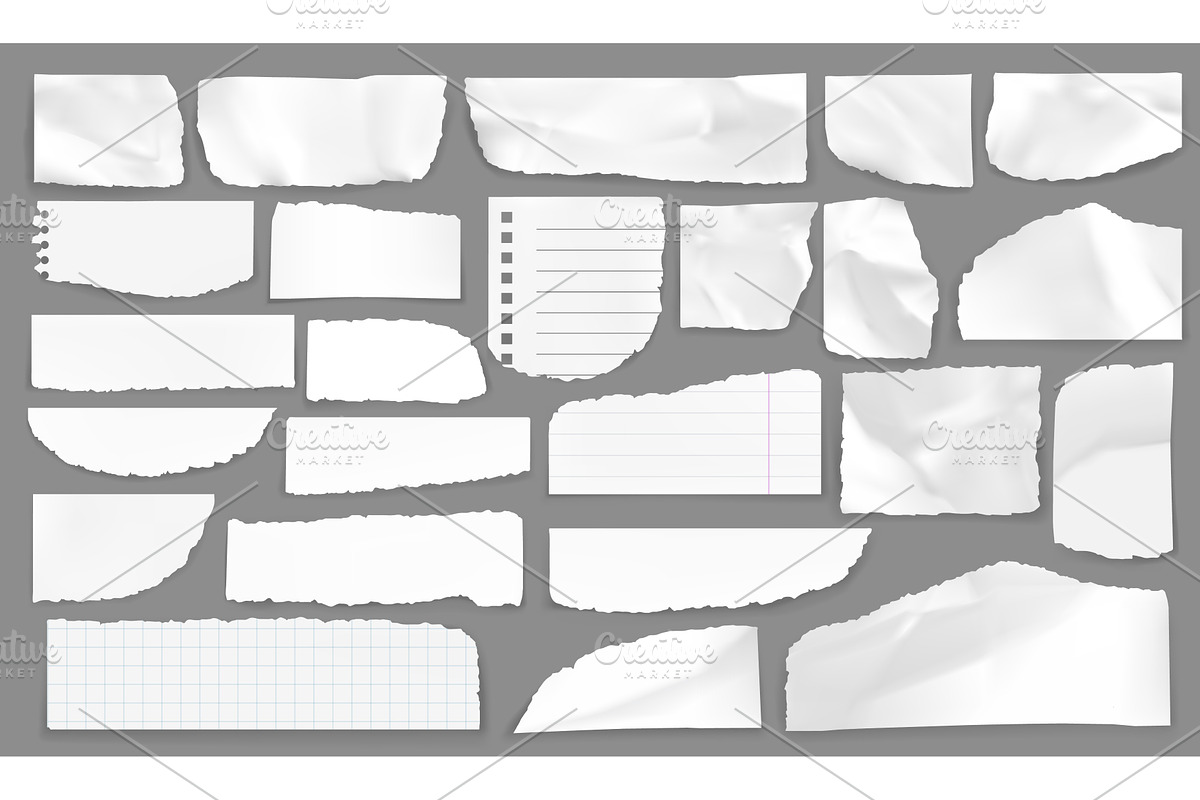 White torn paper rip pieces, a Decorative Illustration by Vector Tradition