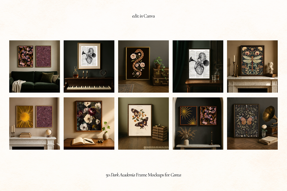 Dark Academia Frame Canva Mockups, a Household Mockup by Matisse Studio (Photo 6 of 10)