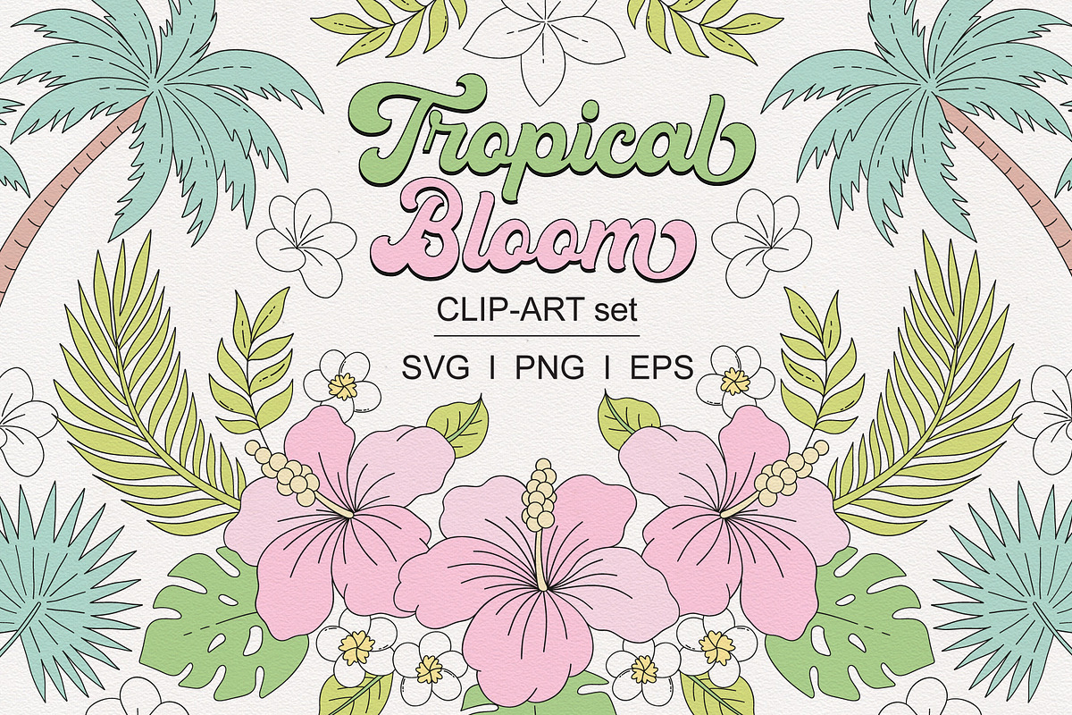 Tropical Leaves Florals clipart set, a Seasonal Illustration by @olga.angelloz (Photo 1 of 2)