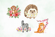 Whimsical Animals & Floral Clipart, an Illustration by Creative Art (Thumbnail 2 of 9)