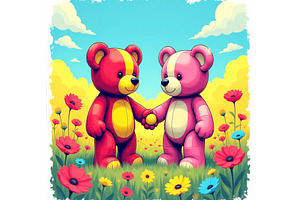 Teddy Bear Friends, an Animal Illustration by Sharon Schwalbe