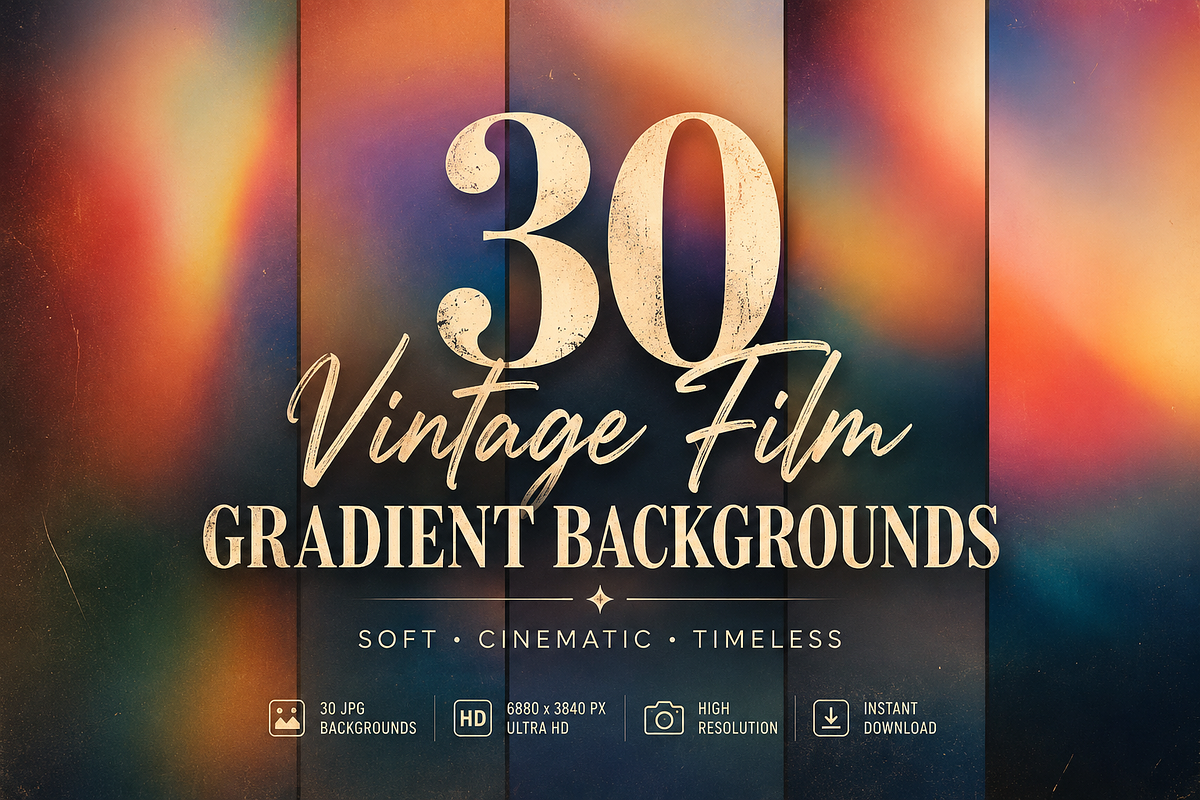 30 Vintage Film Gradient Backgrounds, a Background Graphic by Rizenight (Photo 1 of 6)