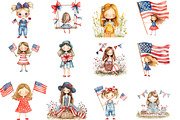Watercolor 4th of July Girl Clipart, a Seasonal Illustration by Designking (Thumbnail 2 of 5)