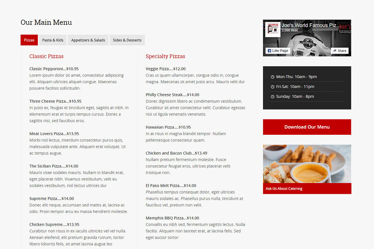 Pizza Restaurant Joomla 3 Theme, a Landing Page Template by webunderdog (Photo 4 of 6)