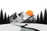 12 Pine Forest & Mountain Scenes, an Illustration by BIPLOB EXPERT (Thumbnail 9 of 12)
